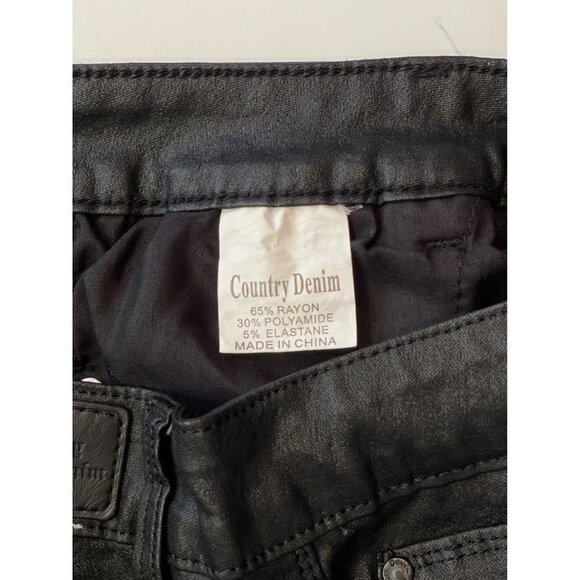 COUNTRY DENIM AUSTRALIA Black‎ Wax Jeans Women's Size 10 Skinny Stretch Mid-Rise - Picture 5 of 13